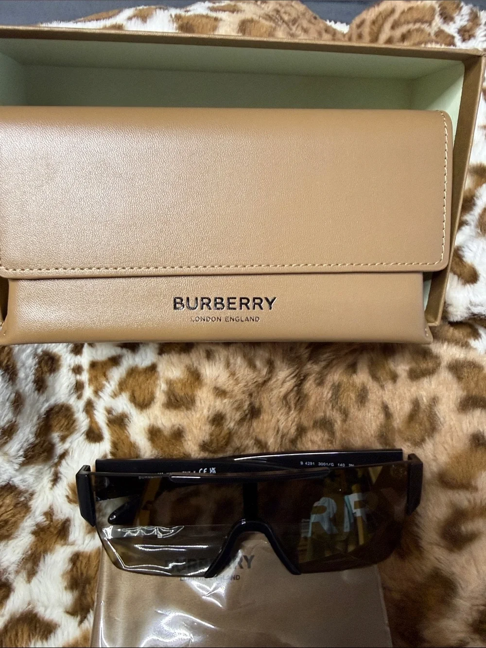 Burberry Men’s Black Frame Brown Lens Shield Sunglasses